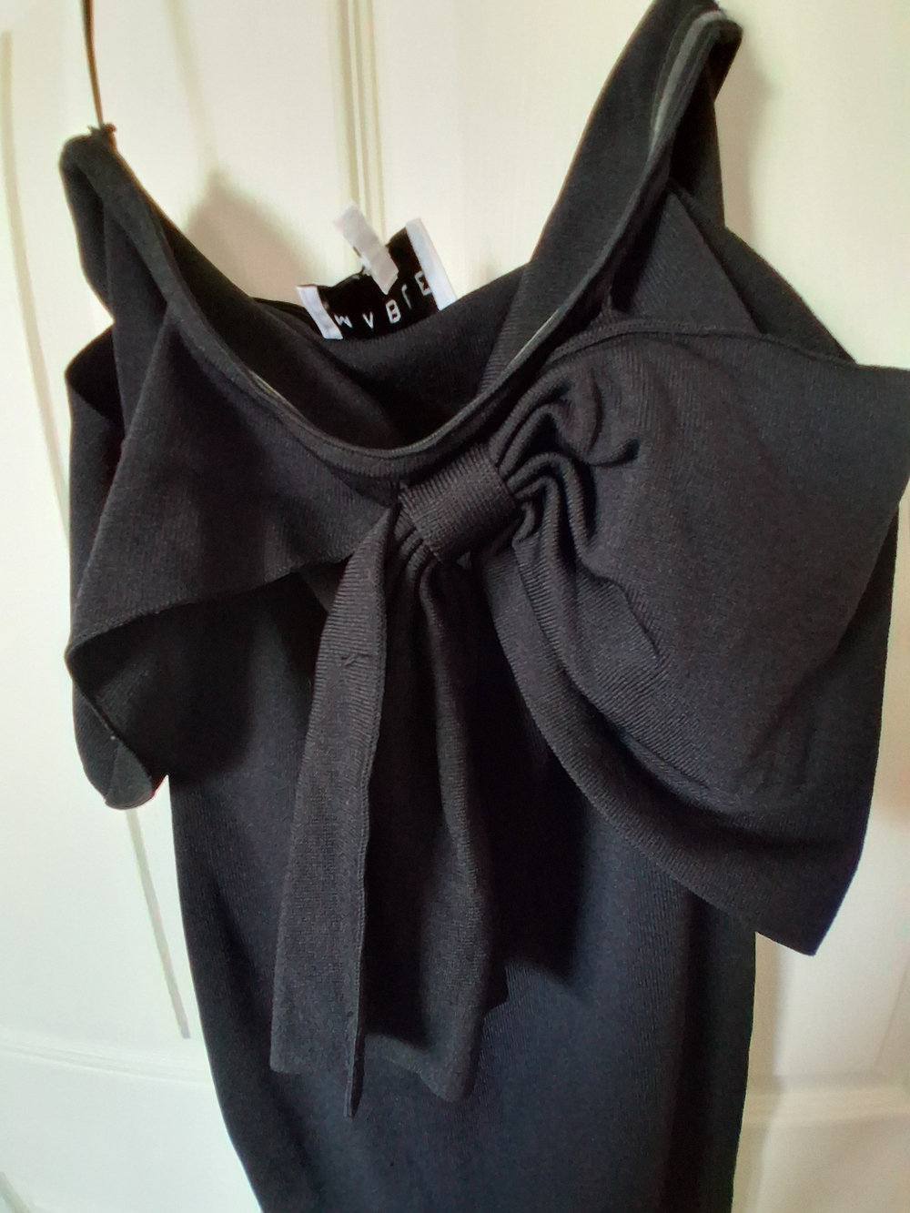 One-Shoulder Black Dress with Bow Detail